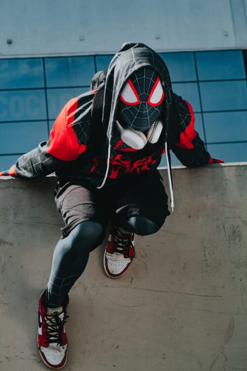 Cosplayer dressed as Spiderman