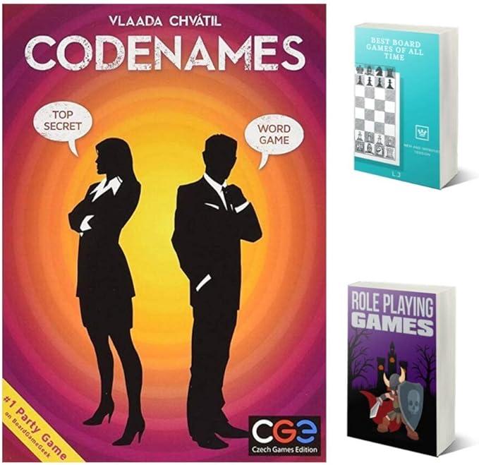 Codenames Game, Updated, English, Cool Party Card Games, Teens, Boys, Girls, Couples, Fun Gift, Two To Eight Plus Players, Combo, Bundle, Two E Books