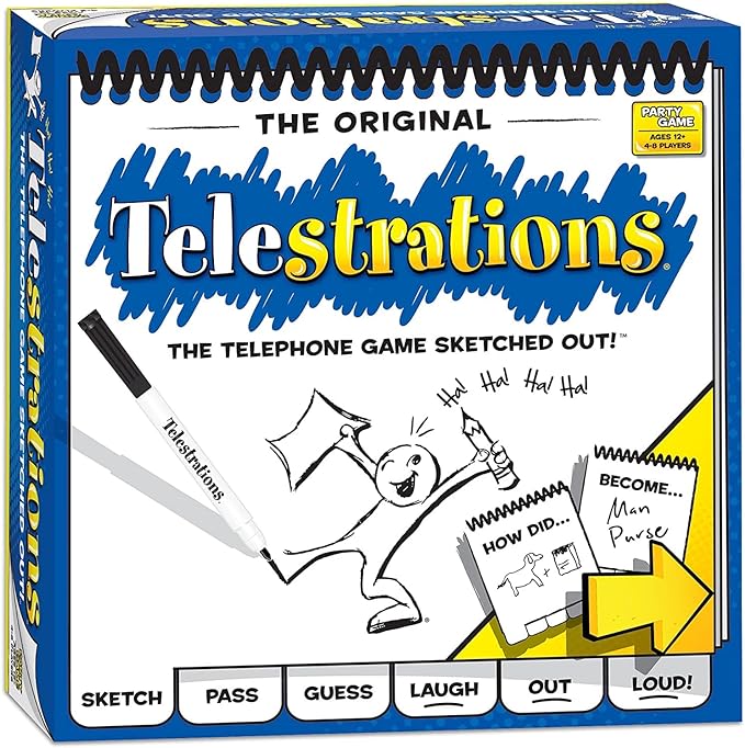 Asmodee | Telestrations | Hilarious Party Game | Ages 12+ | 4-8 Players | 30 Minutes Playing Time