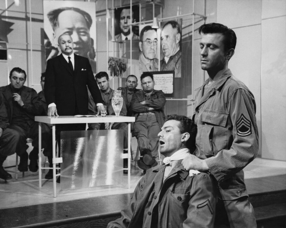 Laurence Harvey, Khigh Dhiegh, and Richard LePore in The Manchurian Candidate (1962)